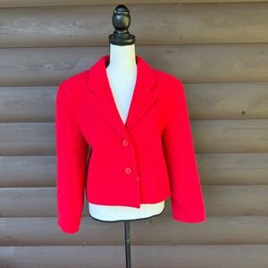 Vtg Intuitions Red Pure Wool Cropped Blazer Jacket Size M/L Made in USA 
ILGWU